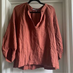 Ocean + Main Terracotta Gauze Top